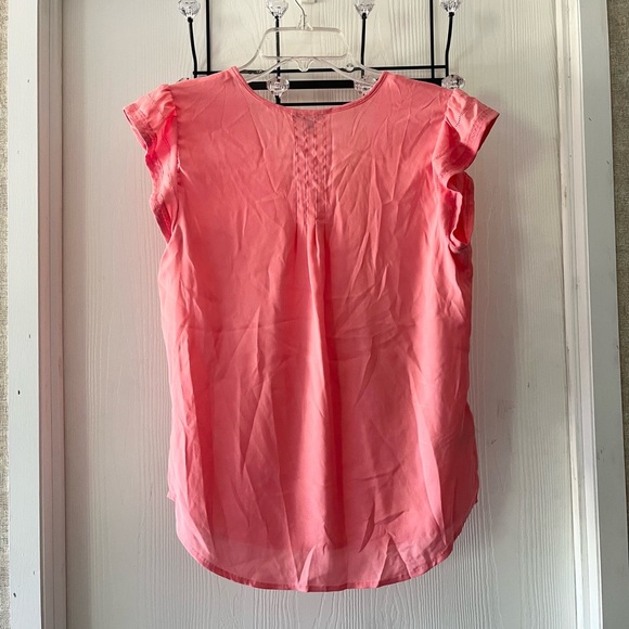 Ann Taylor Sheer Blush Pink Cap Sleeve Blouse - Picture 3 of 7